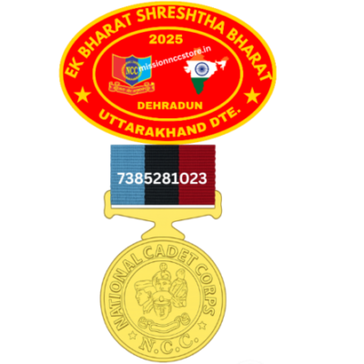 Ek Bharat Shreshtha Bharat EBSB Dehradun UK Directorate Red Colour with Medal NCC Camp Badge 2025 | NCC EBSB Dehradun Badge | Omasha traders
